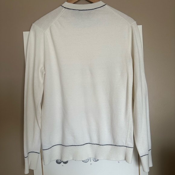 THEORY LASSEN CREW RENOWNED cotton wool sweater jumper off white sz Sm - Picture 3 of 7